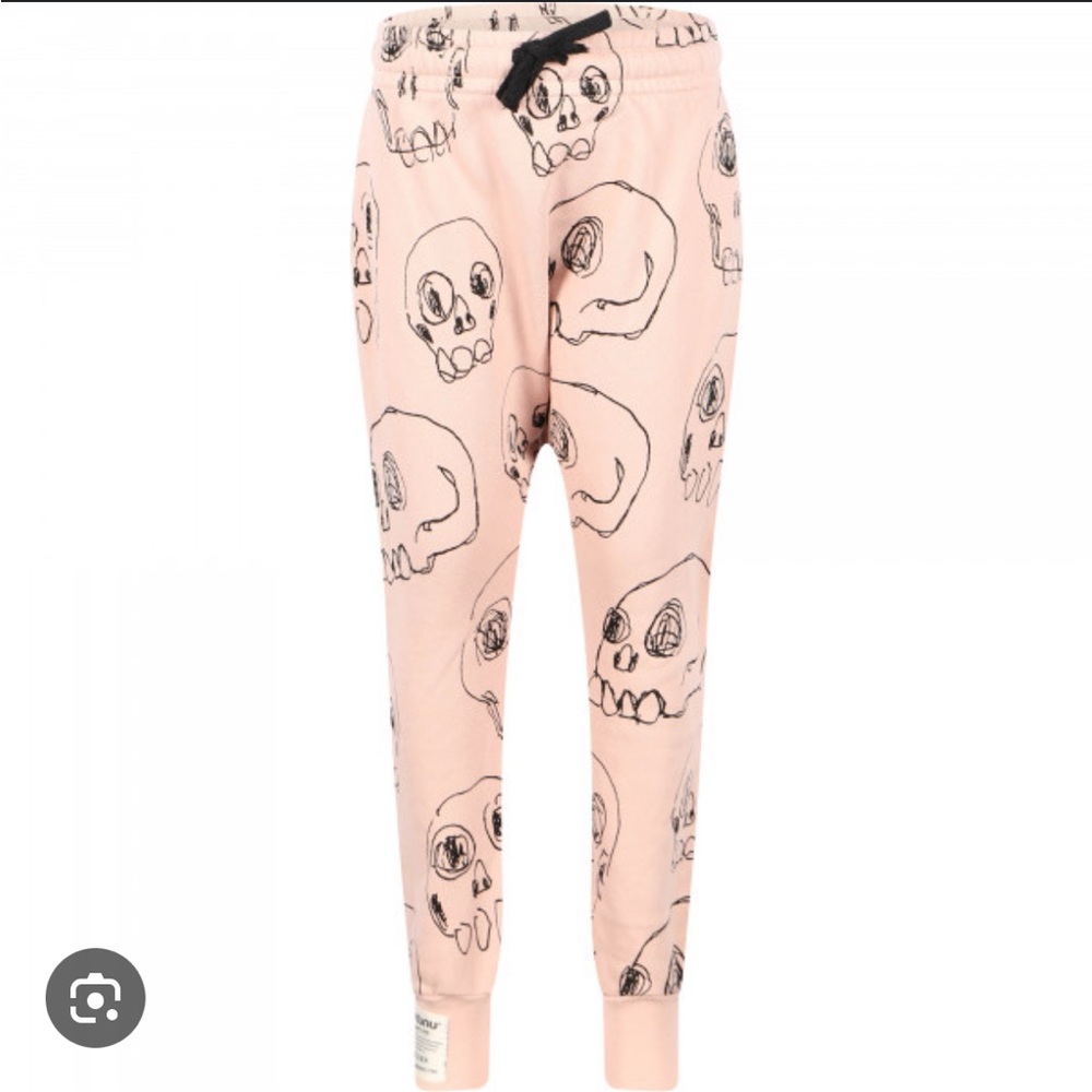 Skull Print Joggers in Pink